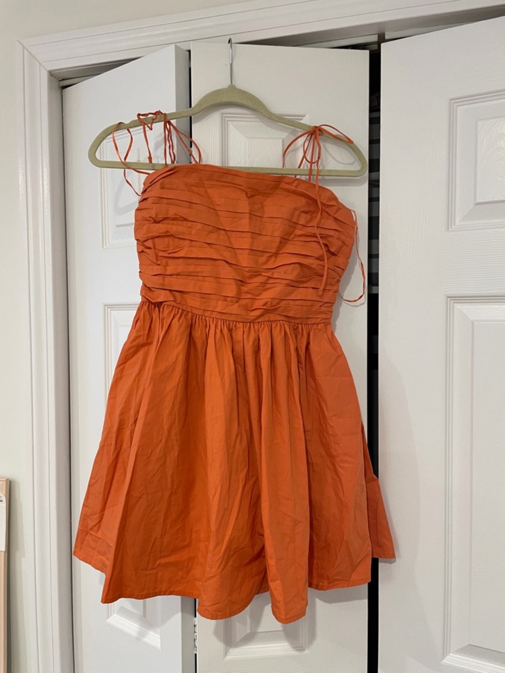 Abercrombie & Fitch Orange Smocked Strap Dress